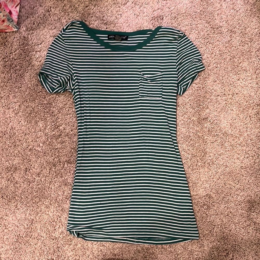 Green and White Striped Shirt